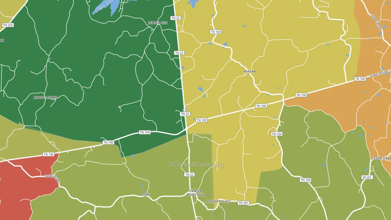 Reagan, TN Map of Theft Rates