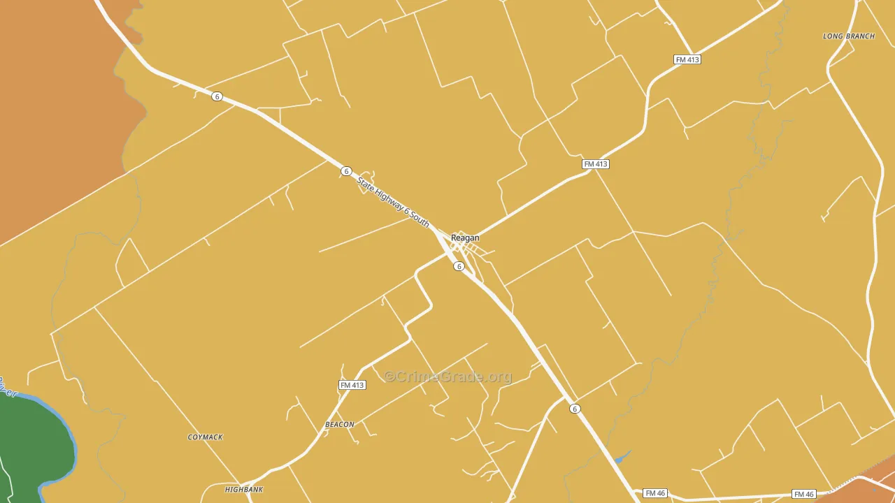 Reagan, TX Map of Theft Rates