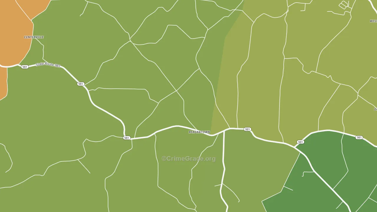 Reagantown, PA Map of Theft Rates
