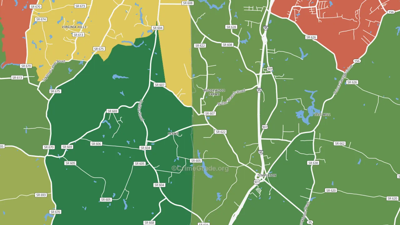 Reams, VA Map of Theft Rates