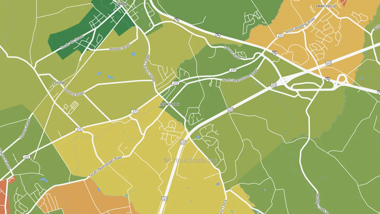 Reamstown, PA Map of Theft Rates