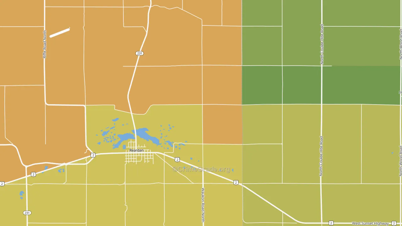 Reardan, WA Map of Theft Rates