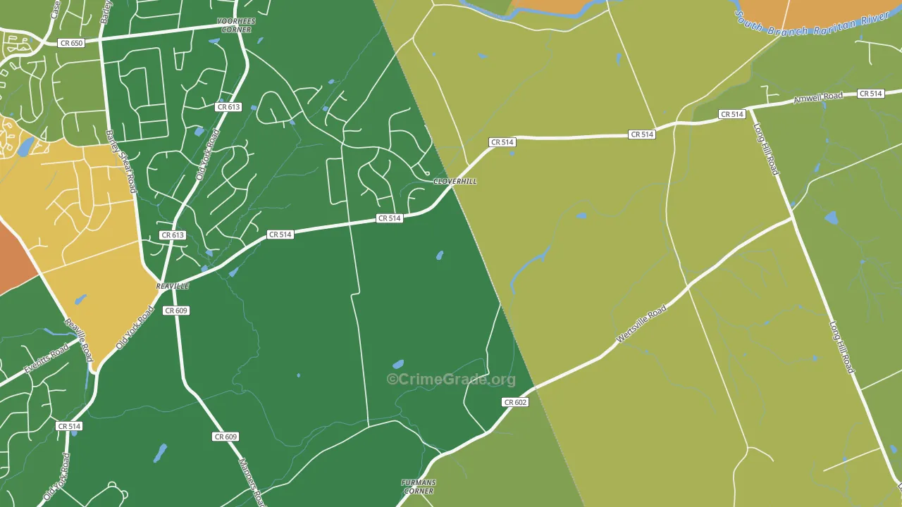 Reaville, NJ Map of Theft Rates
