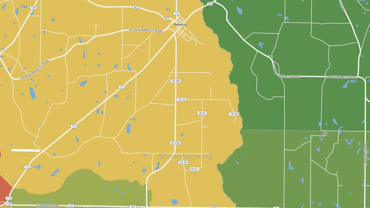 Rebecca, GA Map of Theft Rates