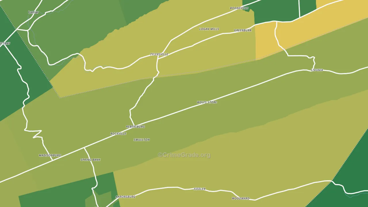 Rebersburg, PA Map of Theft Rates