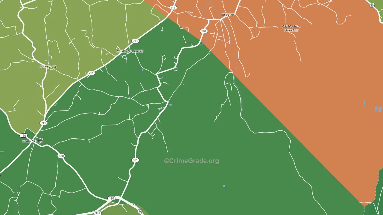 Rector, PA Map of Theft Rates