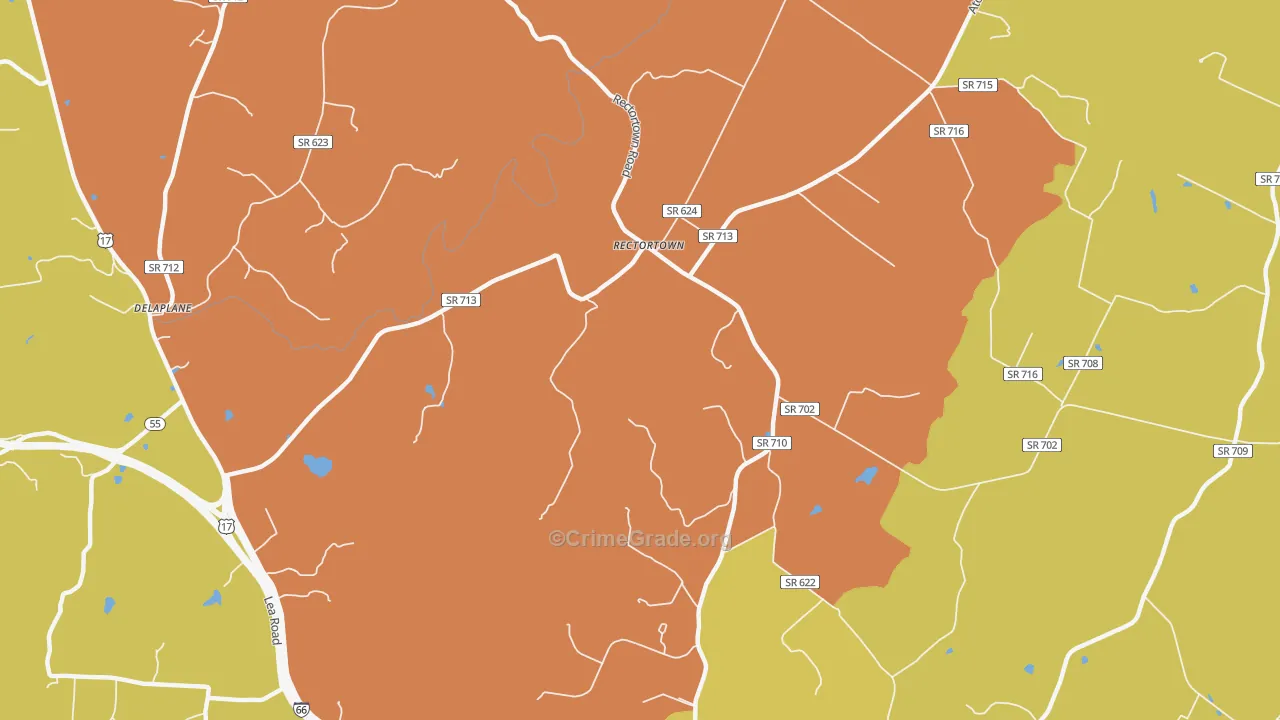 Rectortown, VA Map of Theft Rates