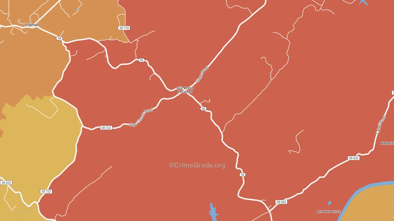 Red Apple Orchard, VA Map of Theft Rates