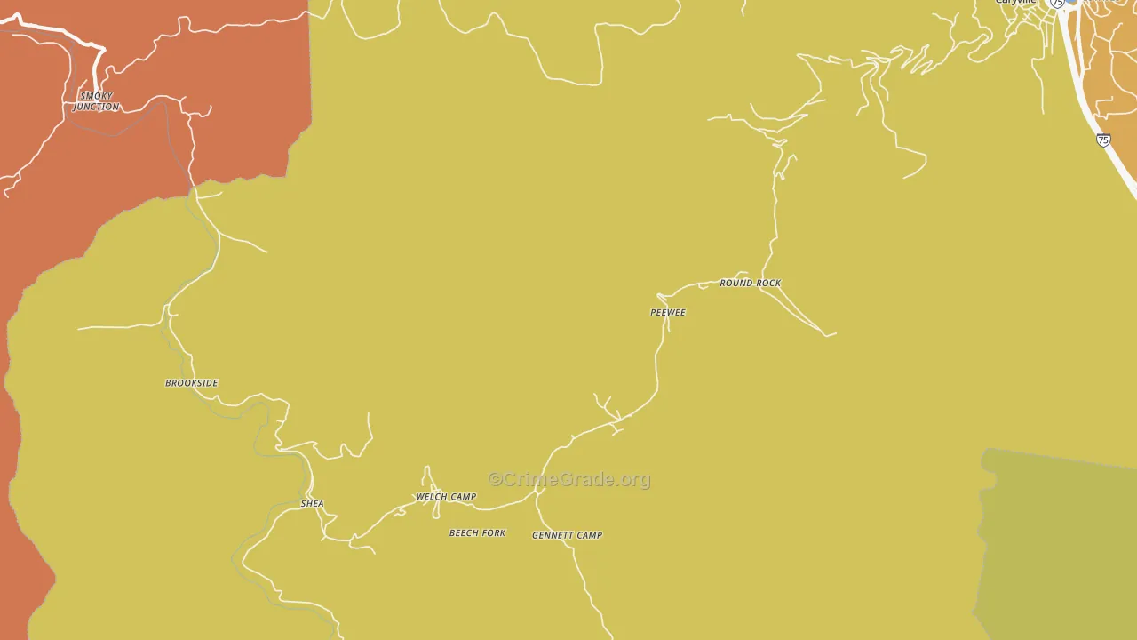 Red Ash, TN Map of Theft Rates