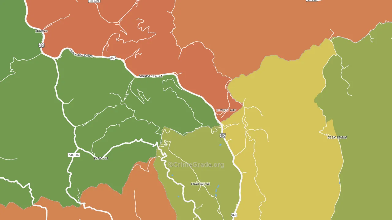 Red Ash, VA Map of Theft Rates