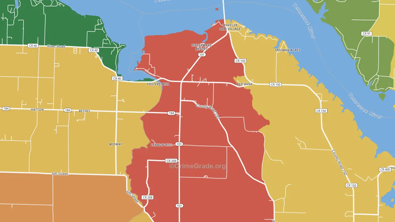 Red Bank, AL Map of Theft Rates