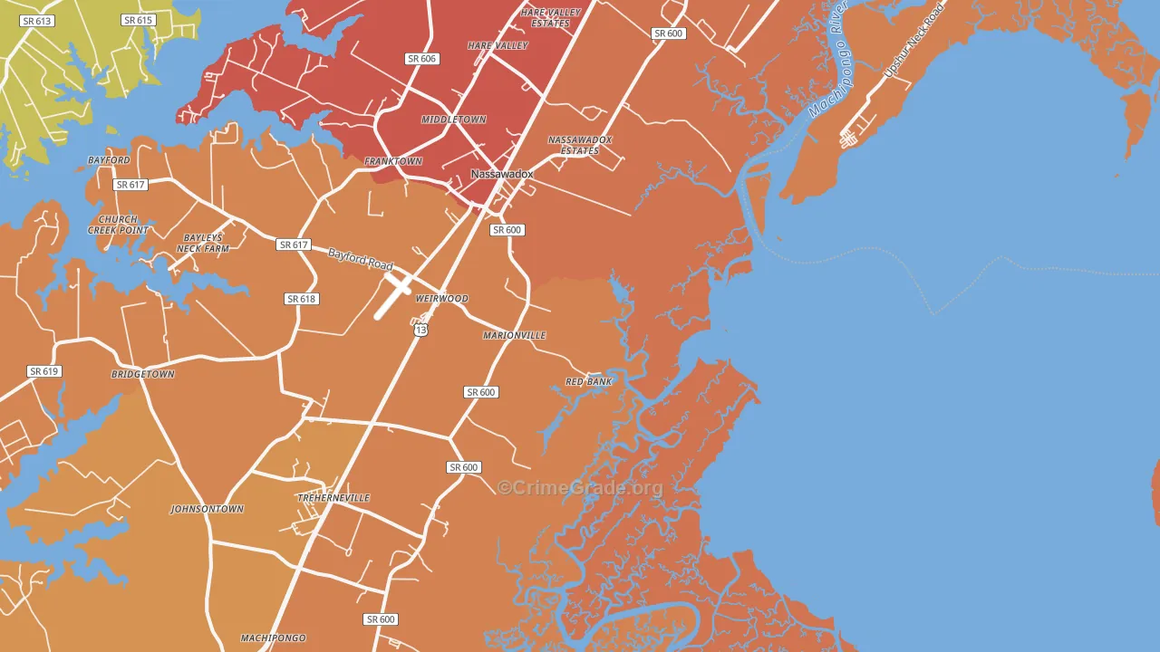 Red Bank, VA Map of Theft Rates
