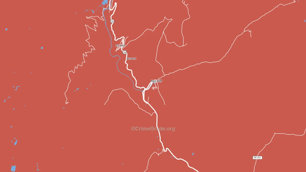 Red Cliff, CO Map of Theft Rates