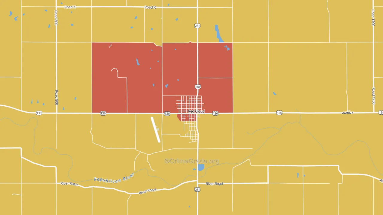 Red Cloud, NE Map of Theft Rates