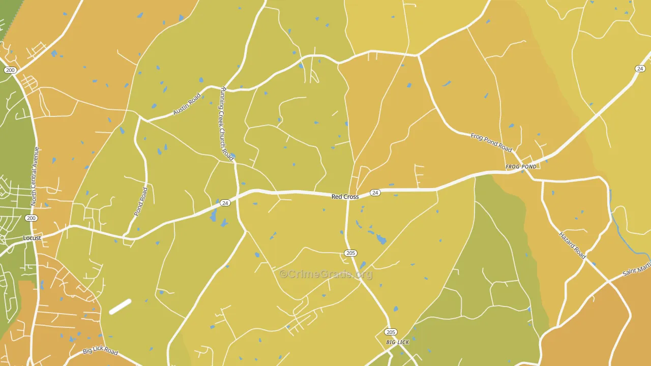 Red Cross, NC Map of Theft Rates