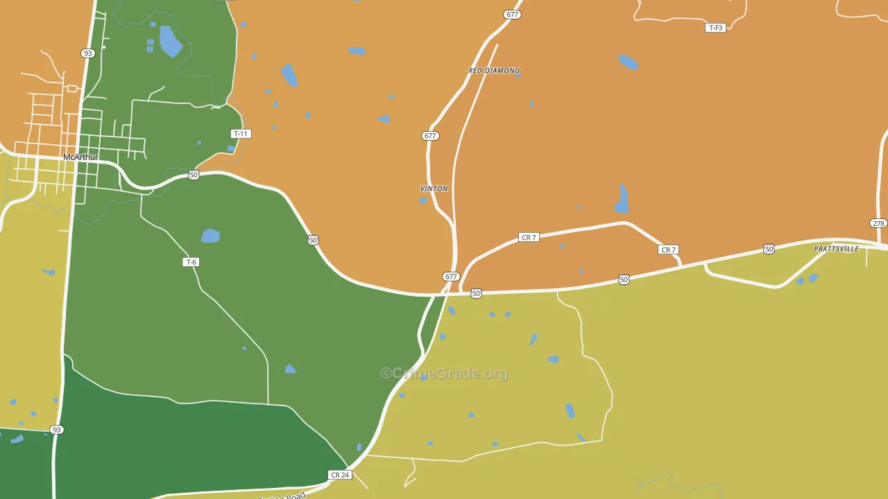 Red Diamond, OH Map of Theft Rates