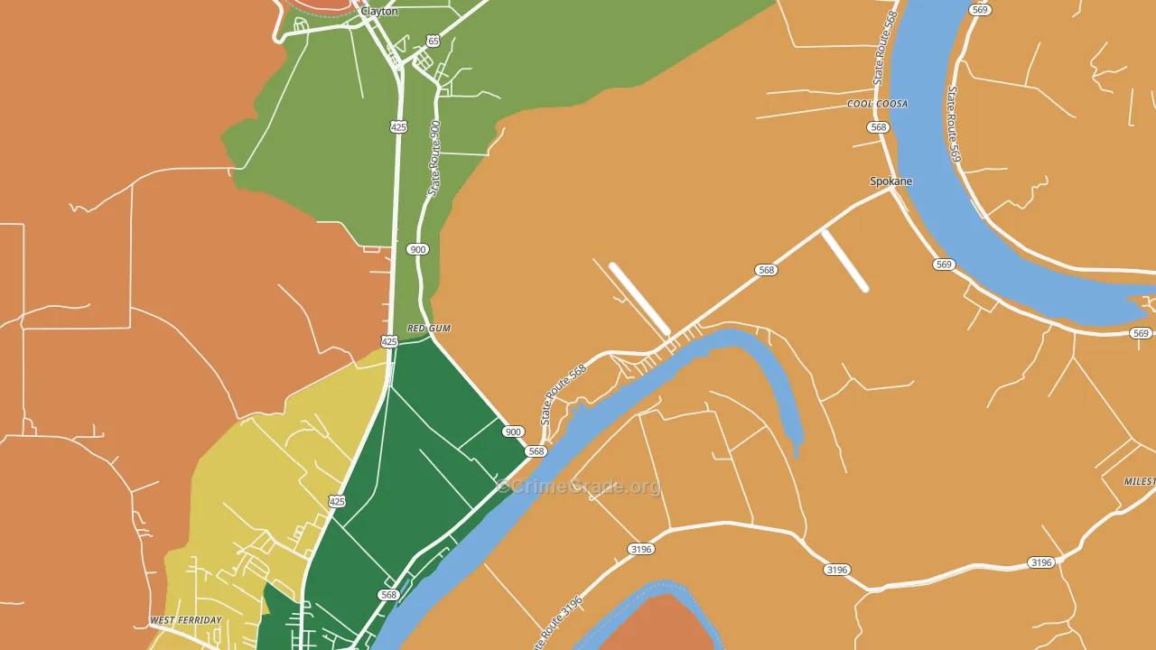 Red Gum, LA Map of Theft Rates