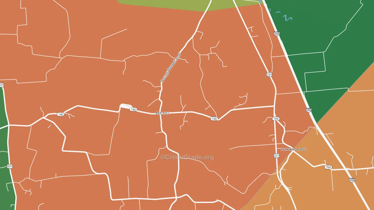 Red Hill, KY Map of Theft Rates