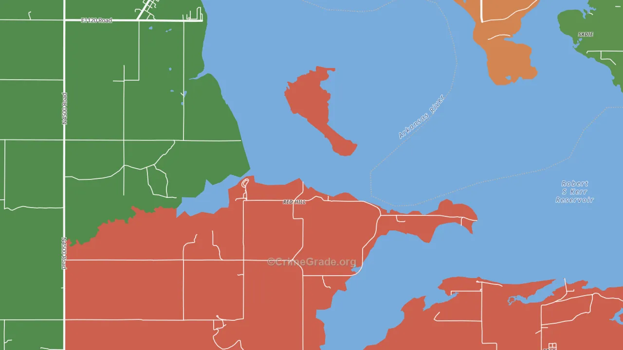 Red Hill, OK Map of Theft Rates
