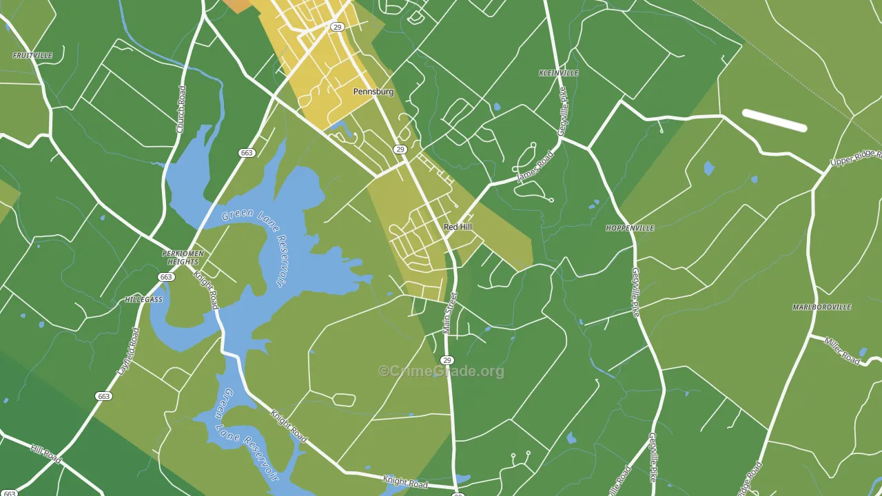 Red Hill, PA Map of Theft Rates