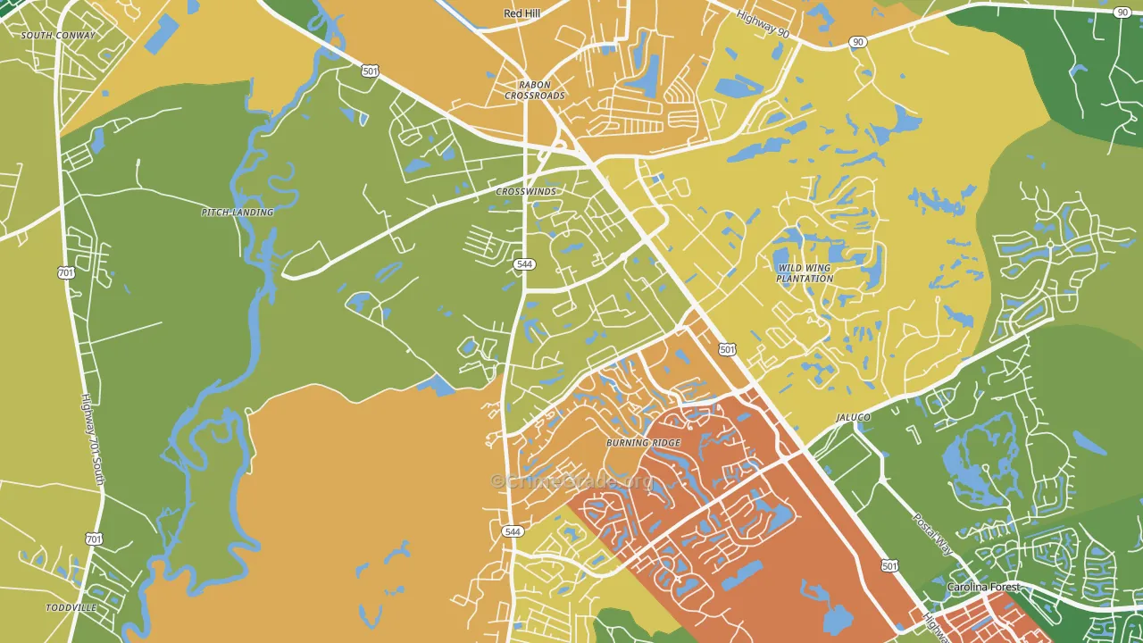 Red Hill, SC Map of Theft Rates