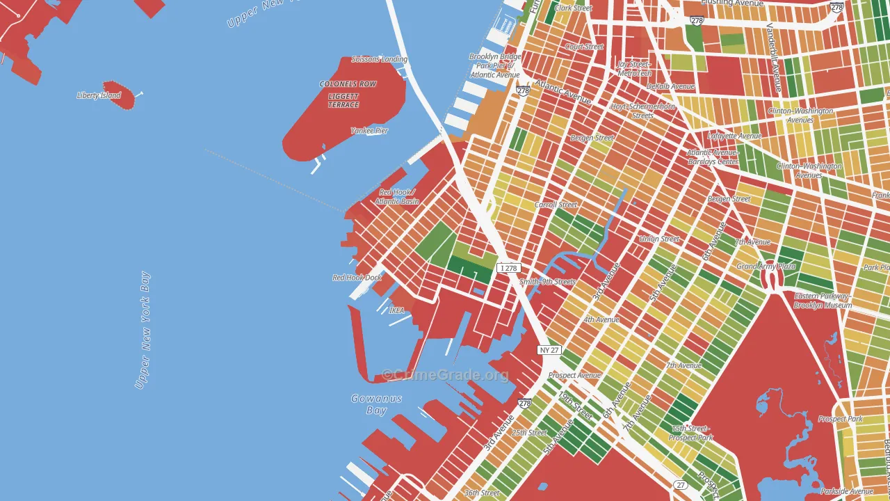 Red Hook, Brooklyn, NY Map of Theft Rates