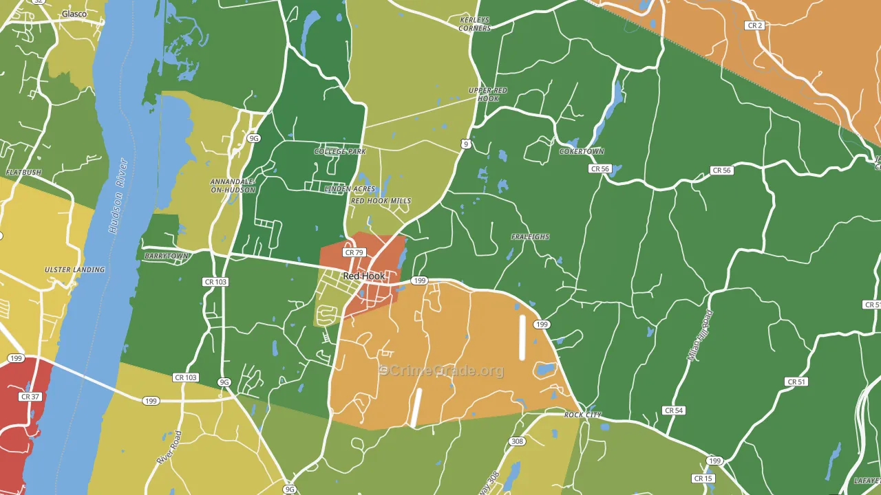 Red Hook, NY Map of Theft Rates