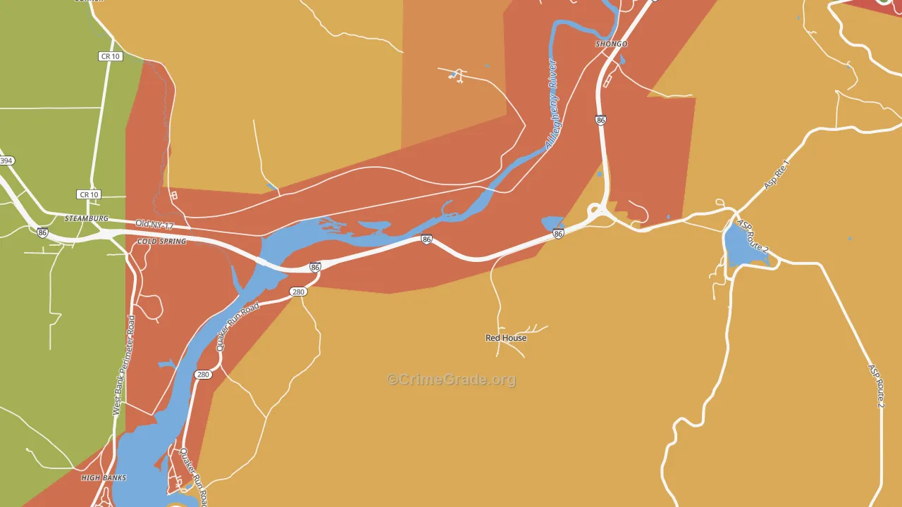 Red House, NY Map of Theft Rates