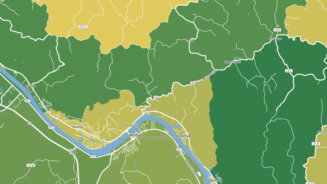 Red House, WV Map of Theft Rates