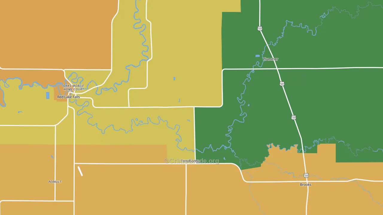 Red Lake County, MN Map of Theft Rates