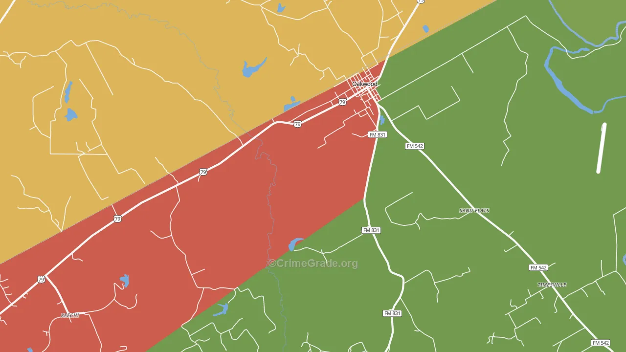 Red Lake, TX Map of Theft Rates