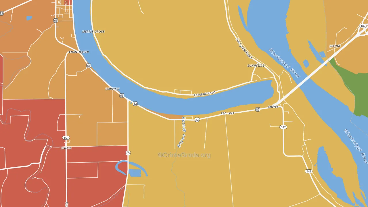 Red Leaf, AR Map of Theft Rates
