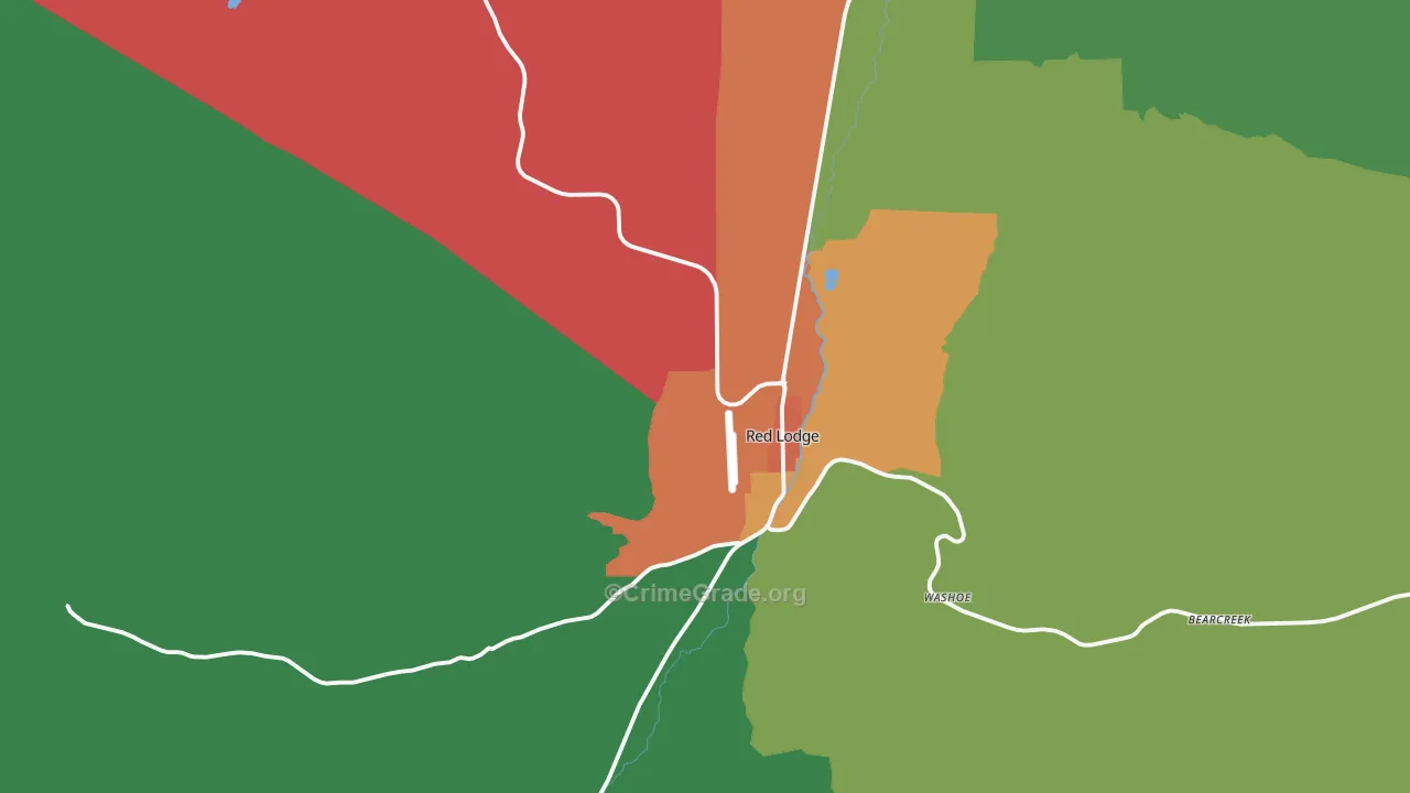 Red Lodge, MT Map of Theft Rates