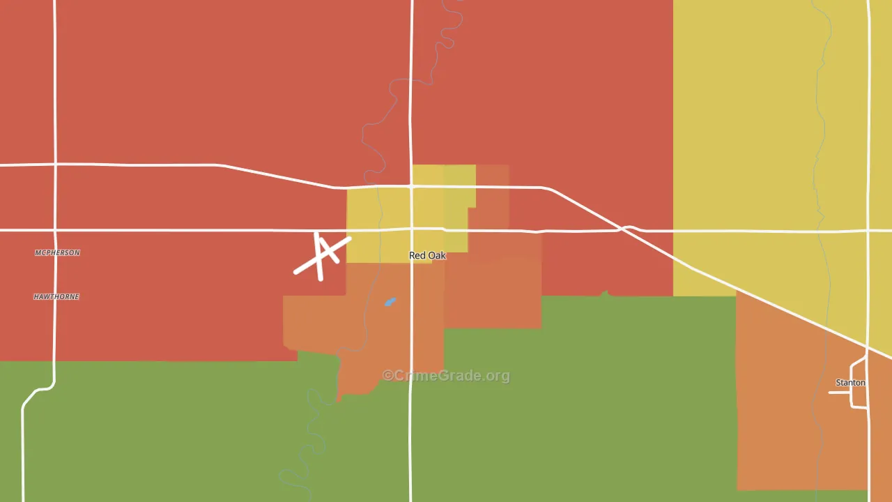 Red Oak, IA Map of Theft Rates