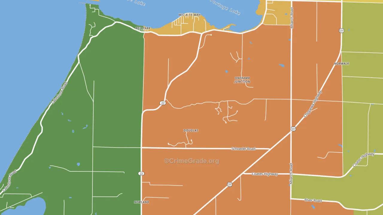Red Park, MI Map of Theft Rates