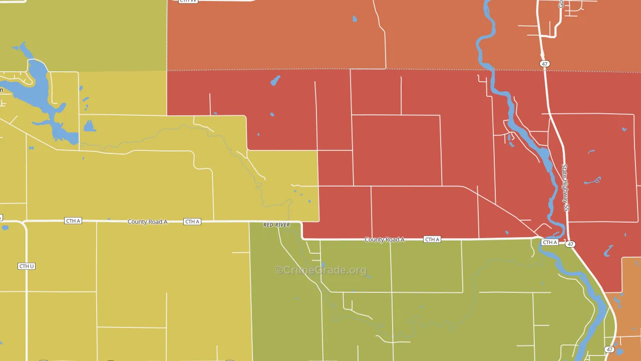 Red River, WI Map of Theft Rates