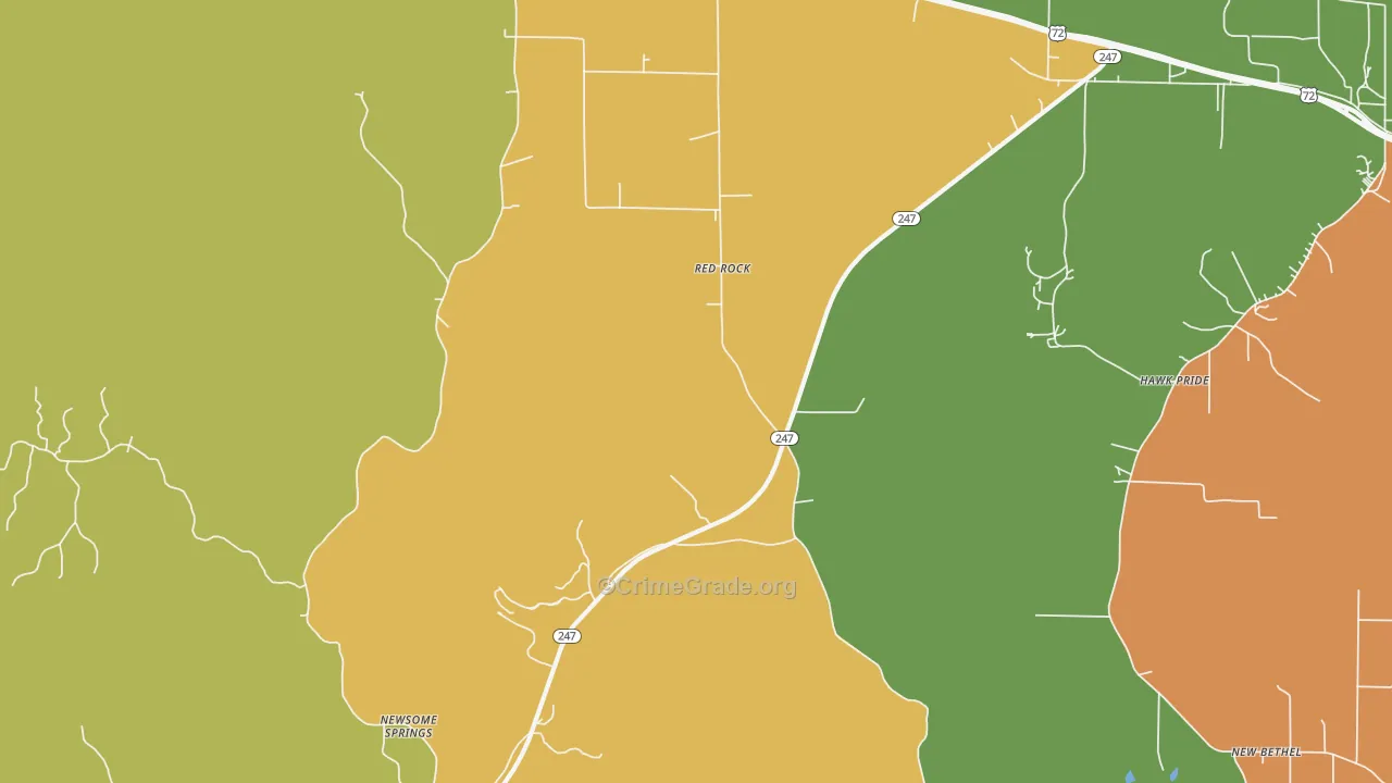 Red Rock, AL Map of Theft Rates