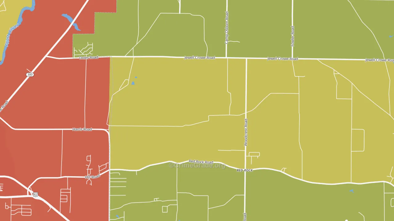 Red Rock, GA Map of Theft Rates