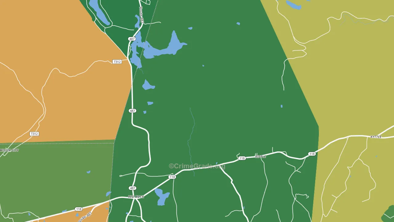 Red Rock, PA Map of Theft Rates