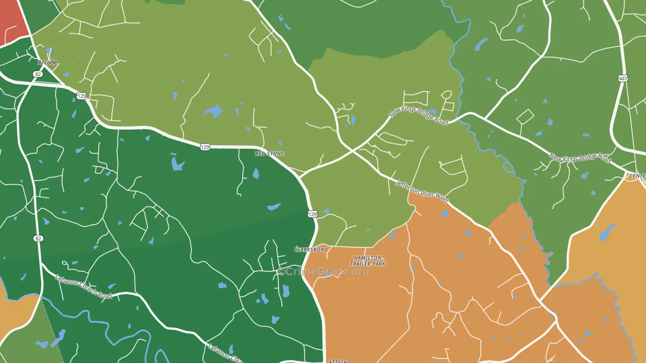 Red Stone, GA Map of Theft Rates