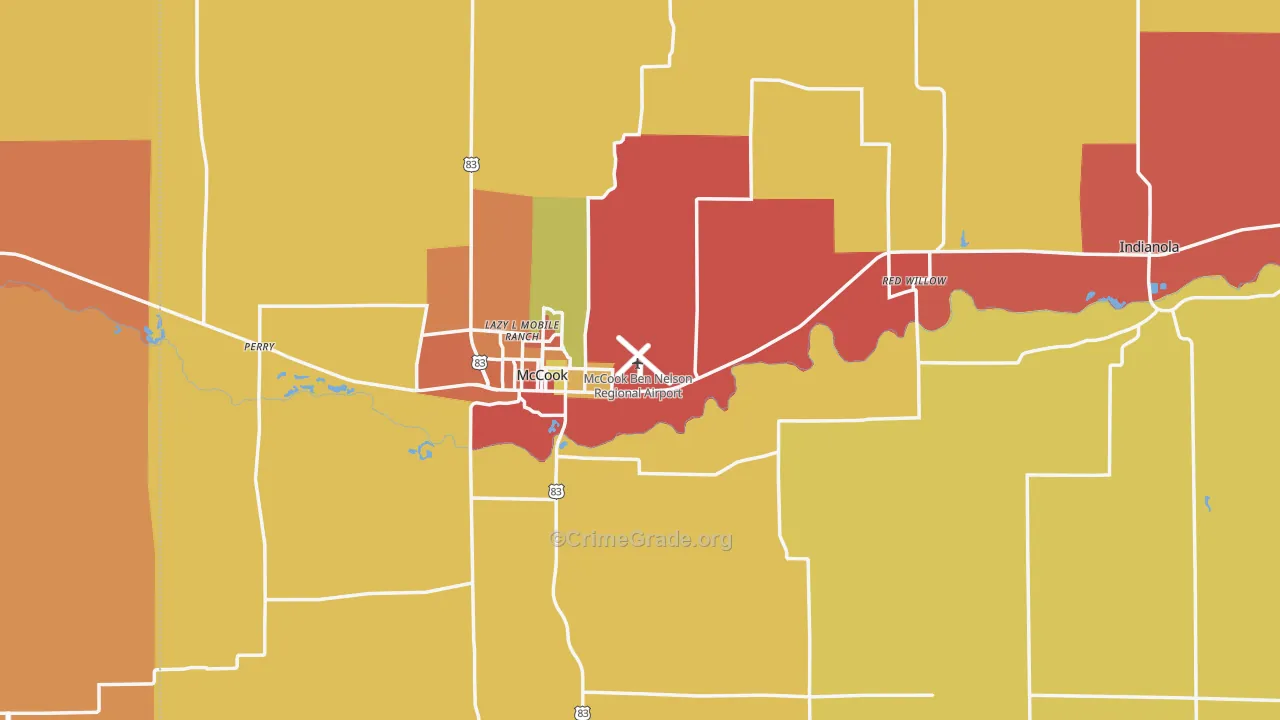 Red Willow County, NE Map of Theft Rates