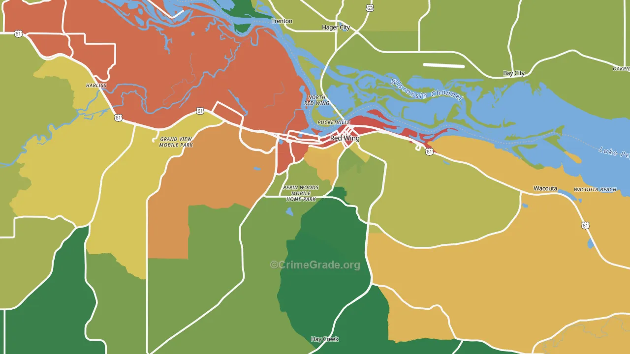 Red Wing, MN Map of Theft Rates