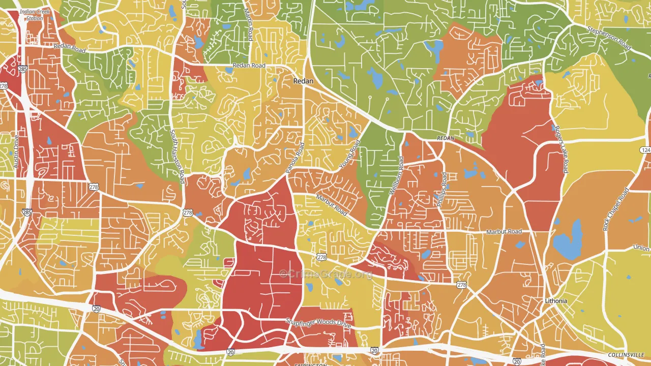 Redan, GA Map of Theft Rates
