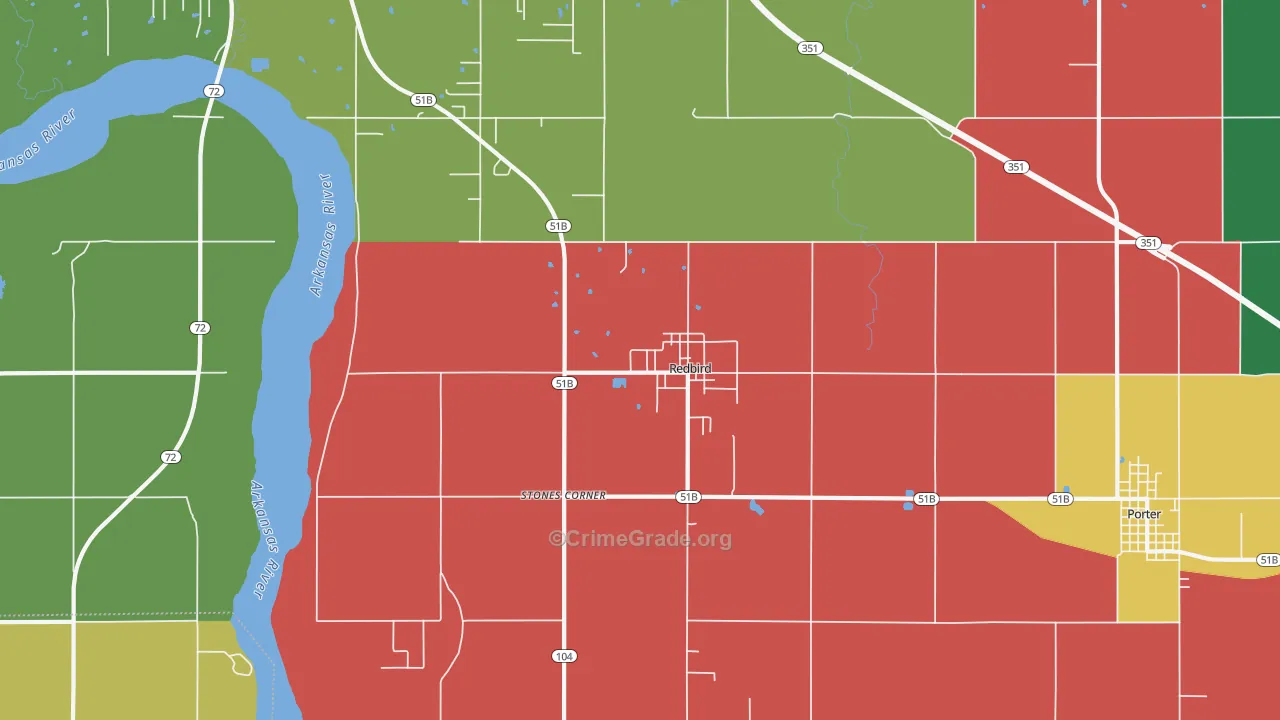 Redbird, OK Map of Theft Rates