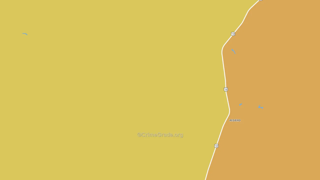 Redbird, WY Map of Theft Rates