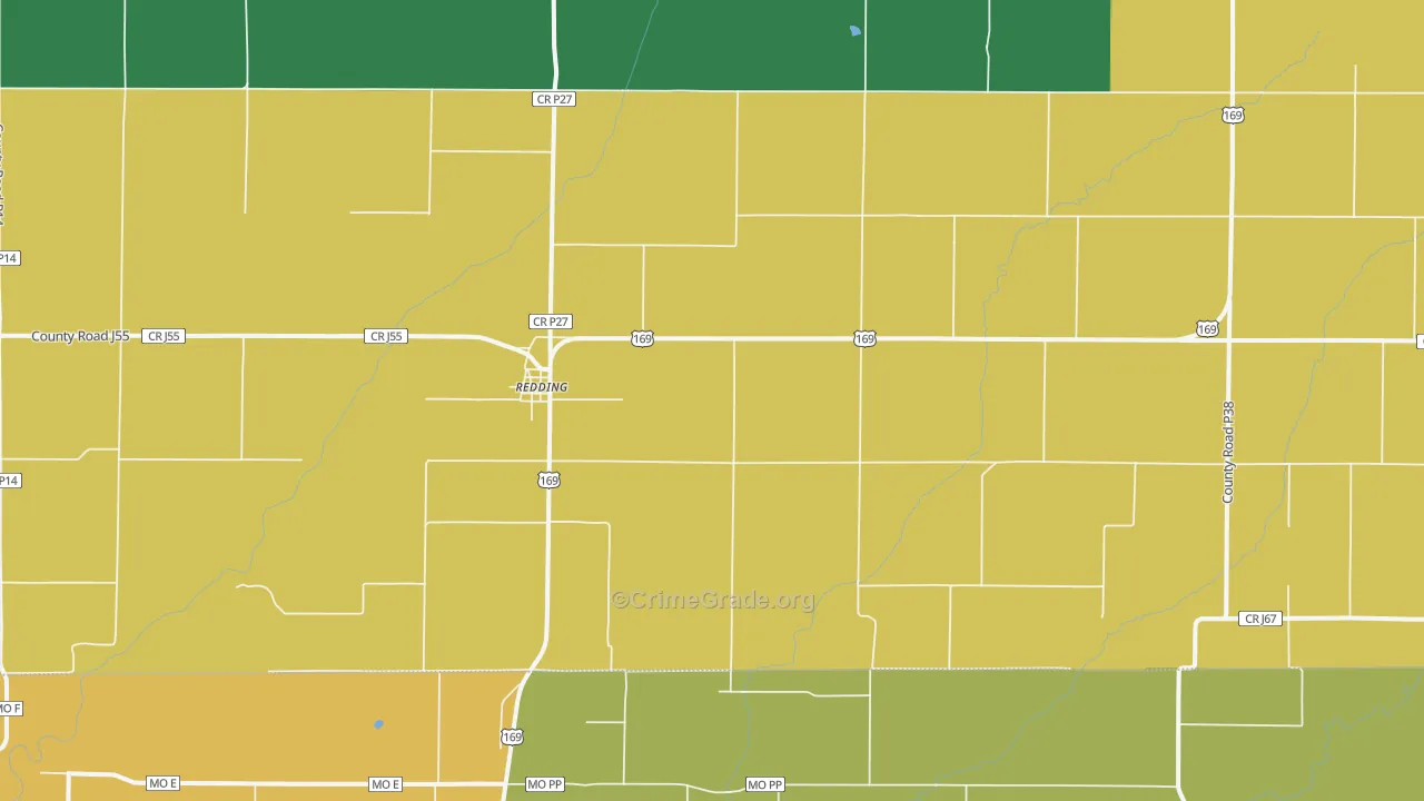 Redding, IA Map of Theft Rates