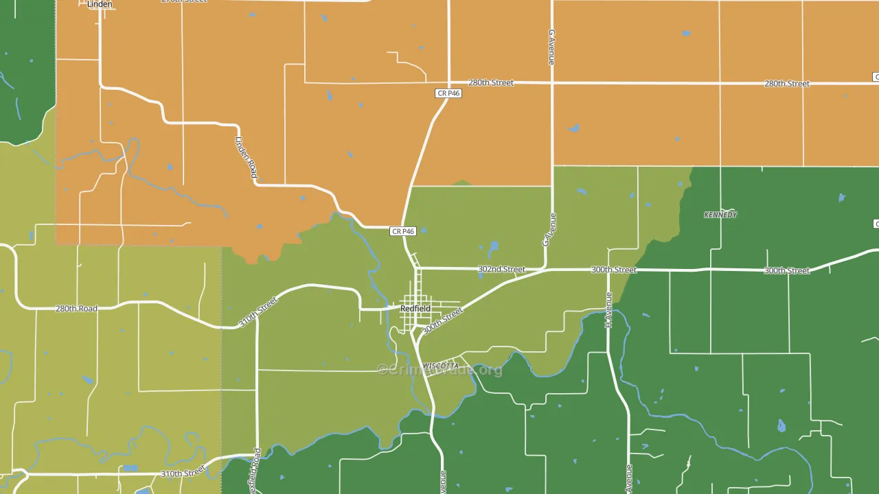 Redfield, IA Map of Theft Rates