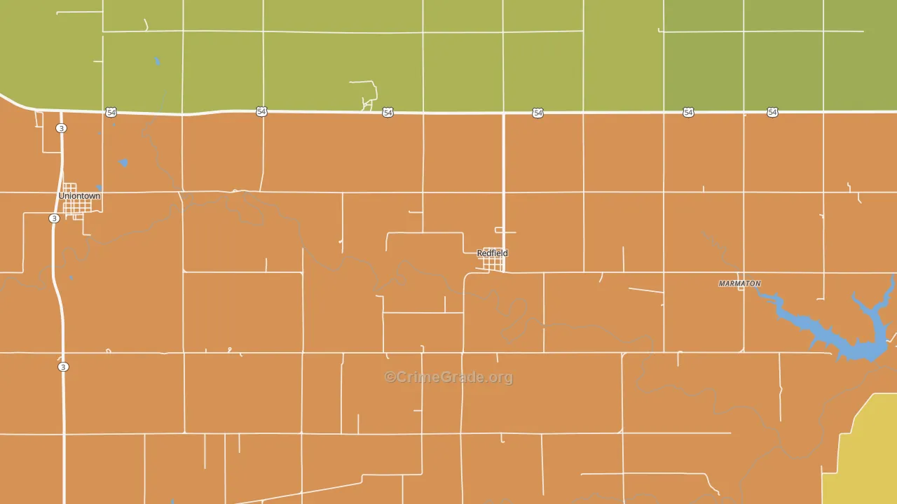 Redfield, KS Map of Theft Rates