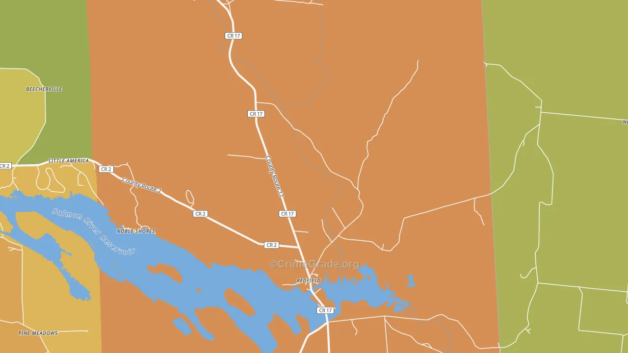 Redfield, NY Map of Theft Rates