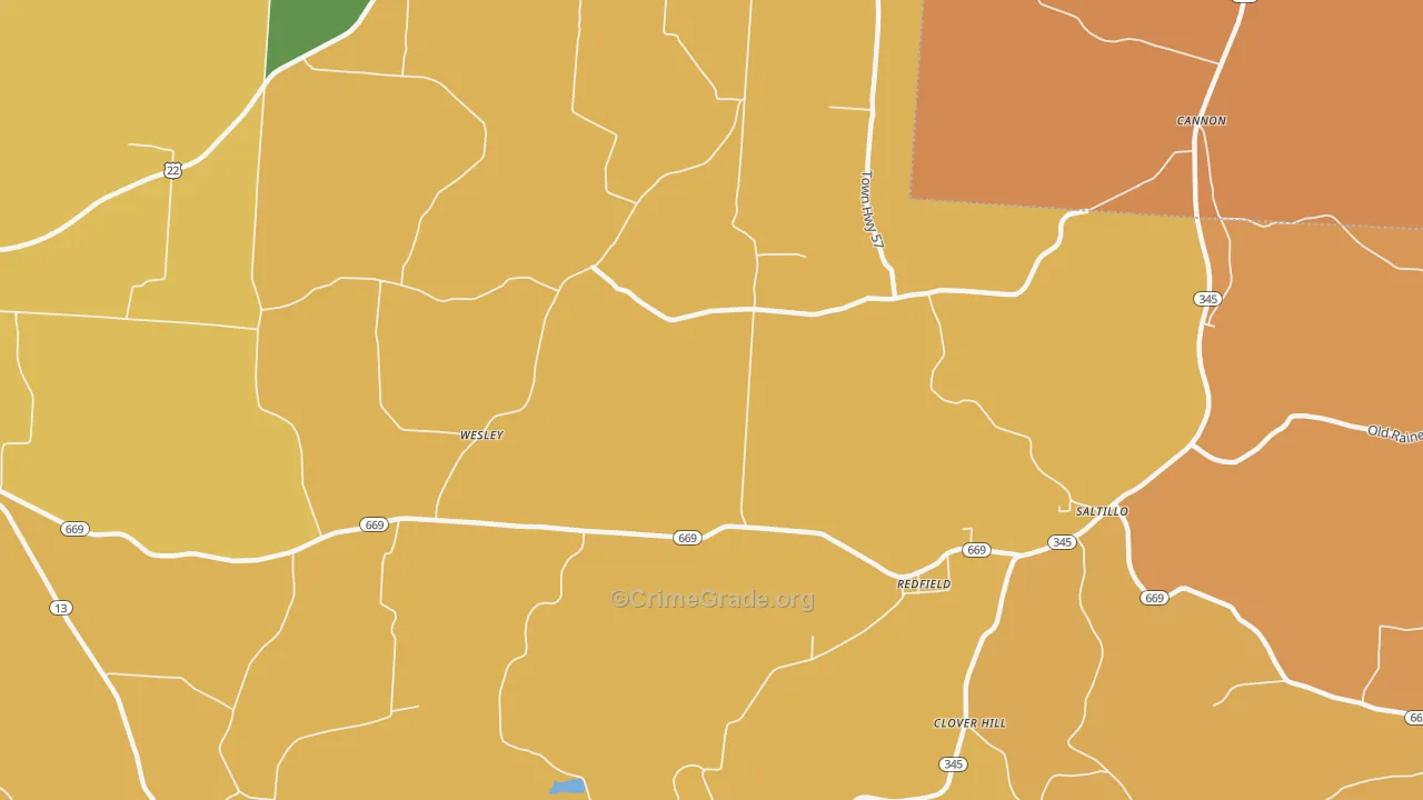 Redfield, OH Map of Theft Rates